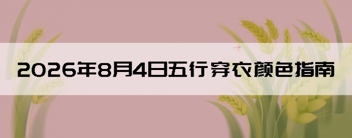 2026��8��4�����д�����ɫָ��