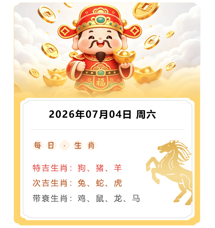 12生肖运势,郑博士运势内容,2026年7月4日2生肖运解读