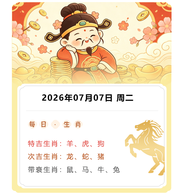12生肖运势,郑博士运势内容,2026年7月7日今日运势