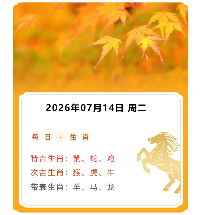 郑博士运势解读,12生肖运势,2026年7月14日生肖运内容