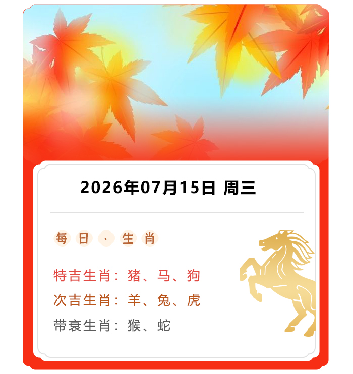 郑博士运势解读,12生肖运势,2026年7月15日生肖运内容