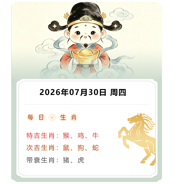 12生肖运势,郑博士运势内容,2026年7月30日生肖运解读