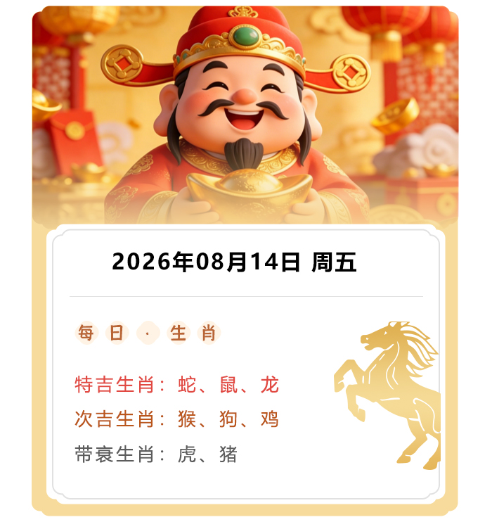 12生肖运势,郑博士生肖运势吉凶,2026年8月14日生肖运内容