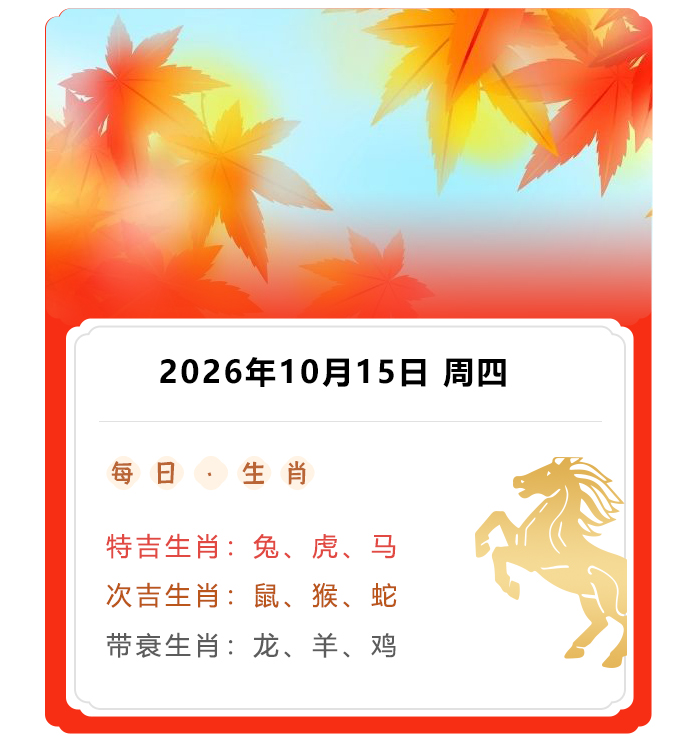 12生肖运势,郑博士吉凶宜忌,2026年10月15日生肖运解读