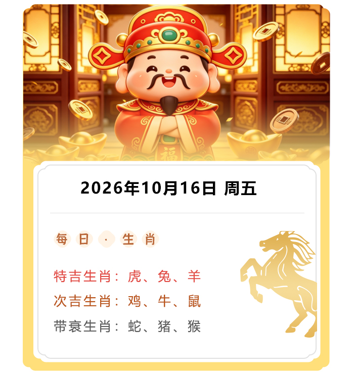 12生肖运势,郑博士吉凶宜忌,2026年10月16日生肖运内容