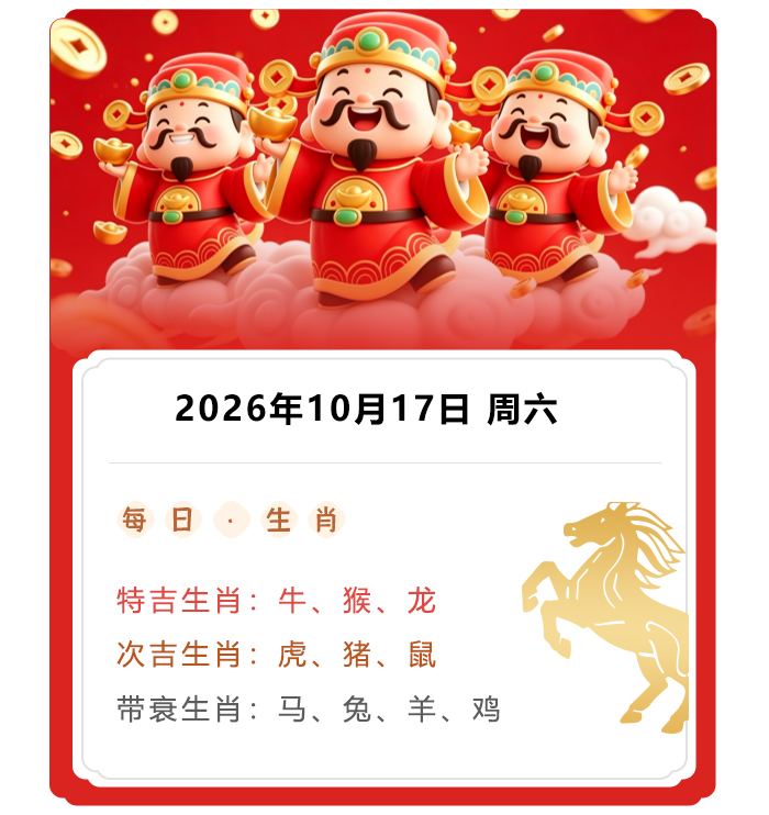12生肖运势,郑博士吉凶宜忌,2026年10月17日生肖运内容